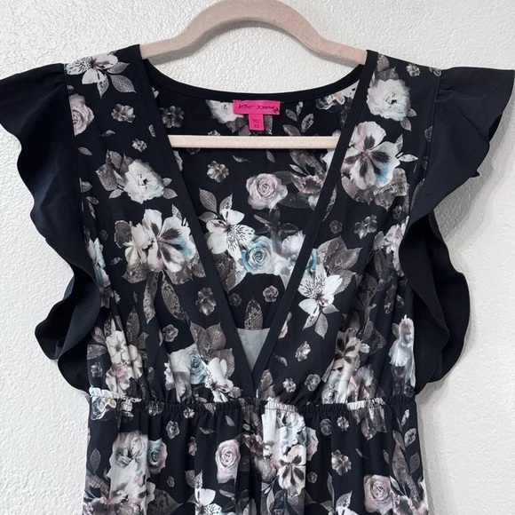 Betset Johnson Midi/Maxi Dress Floral Ruffle Sleeve Asymmetrical V-neck  Sz XS - Picture 11 of 11